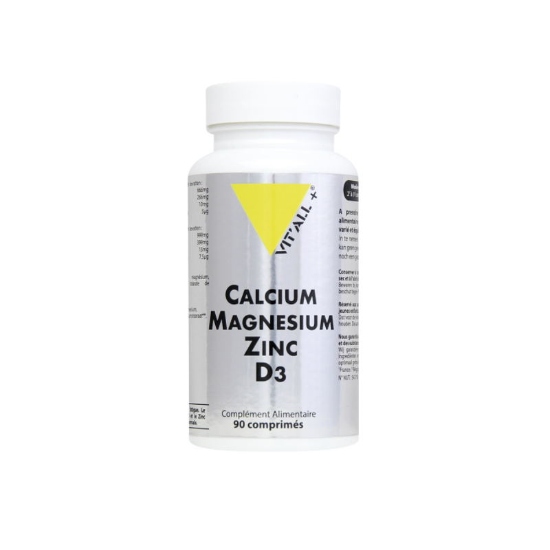 CALCIUM MAGNESIUM ZINC D3 90 comprimés VITALL+